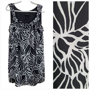 Lane Bryant Black & White Dressy Crepe Chiffon Sleeveless Dress Nice Semi-Formal